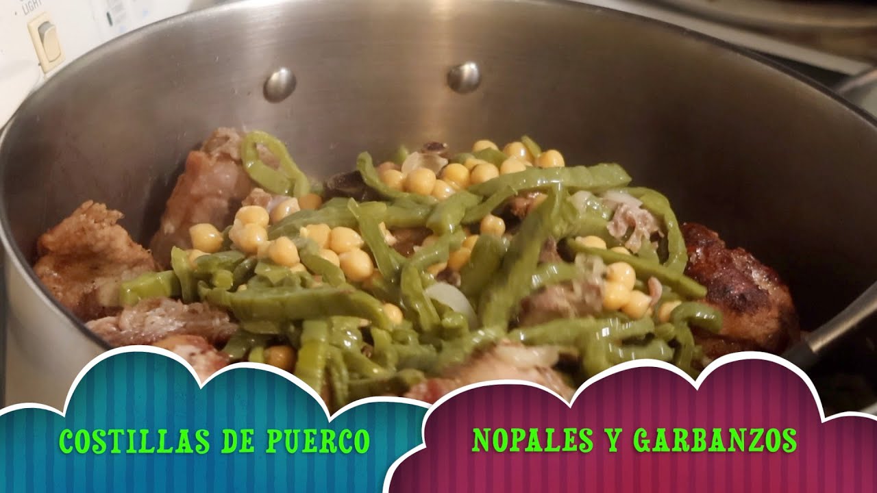 ✅ COSTILLAS DE PUERCO EN SALSA VERDE CON NOPALES Y GARBANZOS.