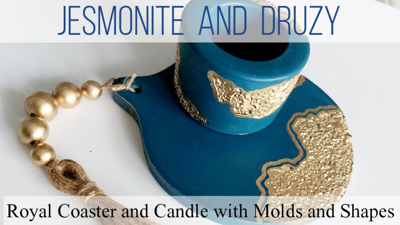 Jesmonite and Druzy Candle and Tray with Molds and Shapes