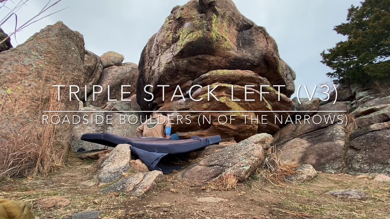 Triple Stack Left - Roadside Boulders N of Narrows - Wichita Mountains Wildlife Refuge Bouldering