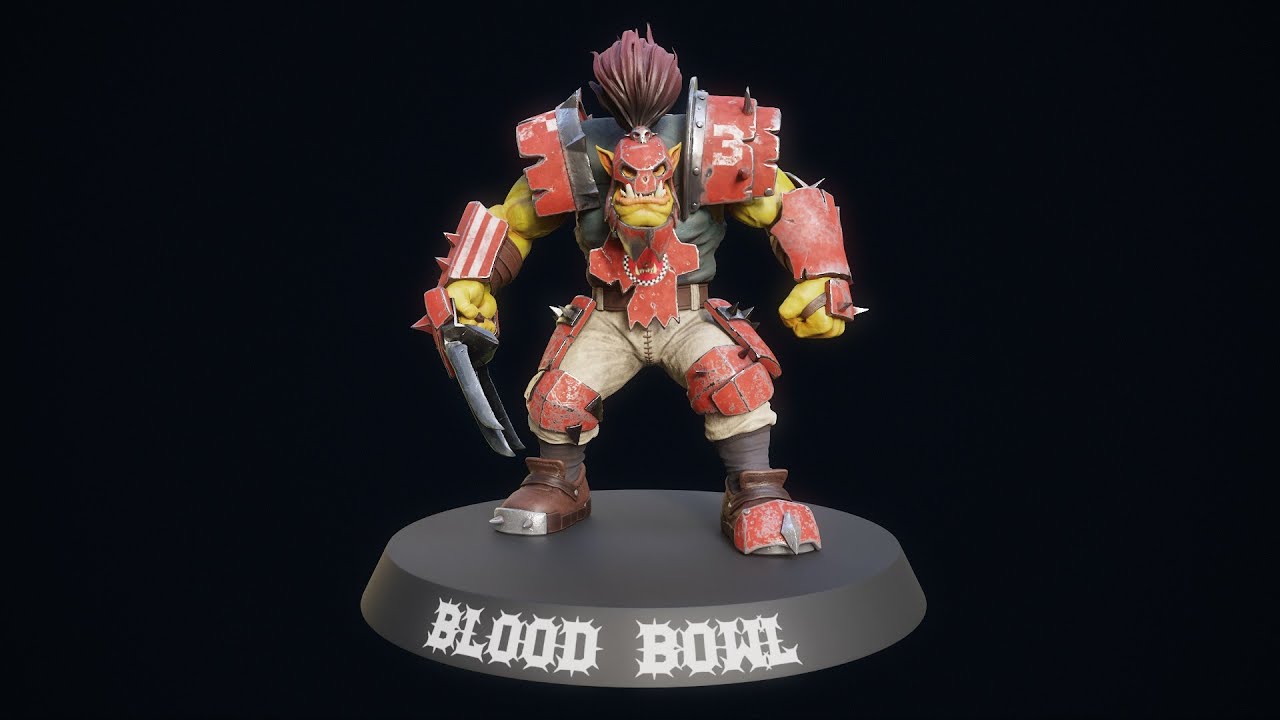 Blood Bowl Orc Blitzer, 3D print Color Reff example.