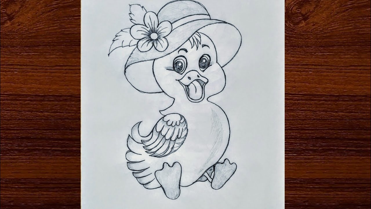 How to Cute Duck Drawing for beginners: Easy Duck Draw tutorial 