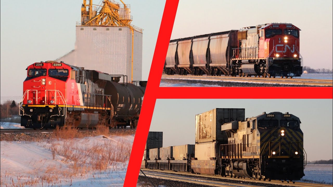 Near Perfect Meet! - Trio of CN Trains Highballing Through Elie, MB! (1/30/2026)