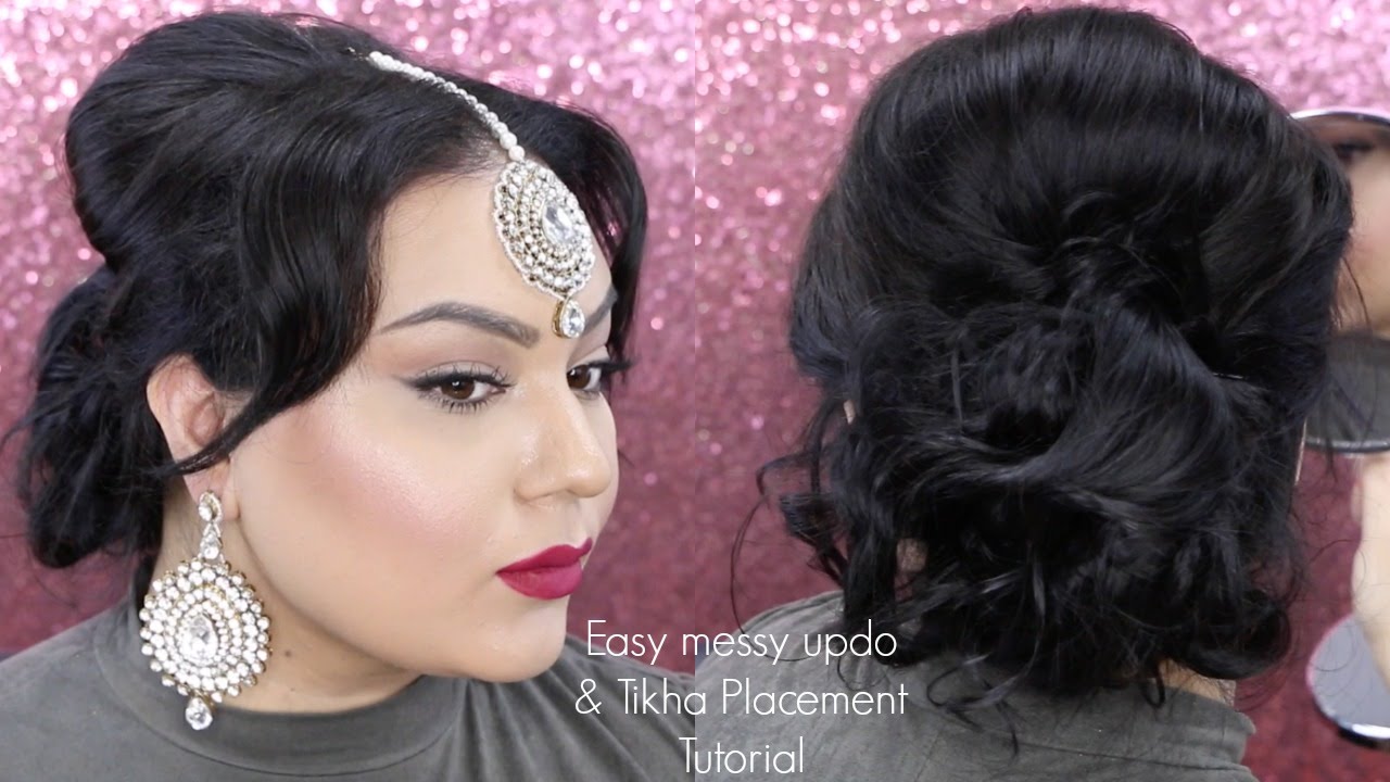 Easy Updo for Indian Wedding Guest and How to Place a Tikha | Gurp Dhaliwal