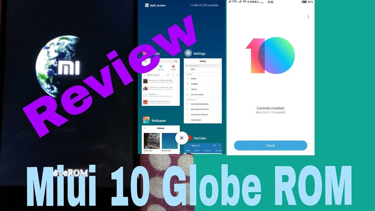 Miui 10 Globe Rom Review | 8.7.19 Redmi 4/4x Santoni | Face Lock | Centre Clock etc |2018