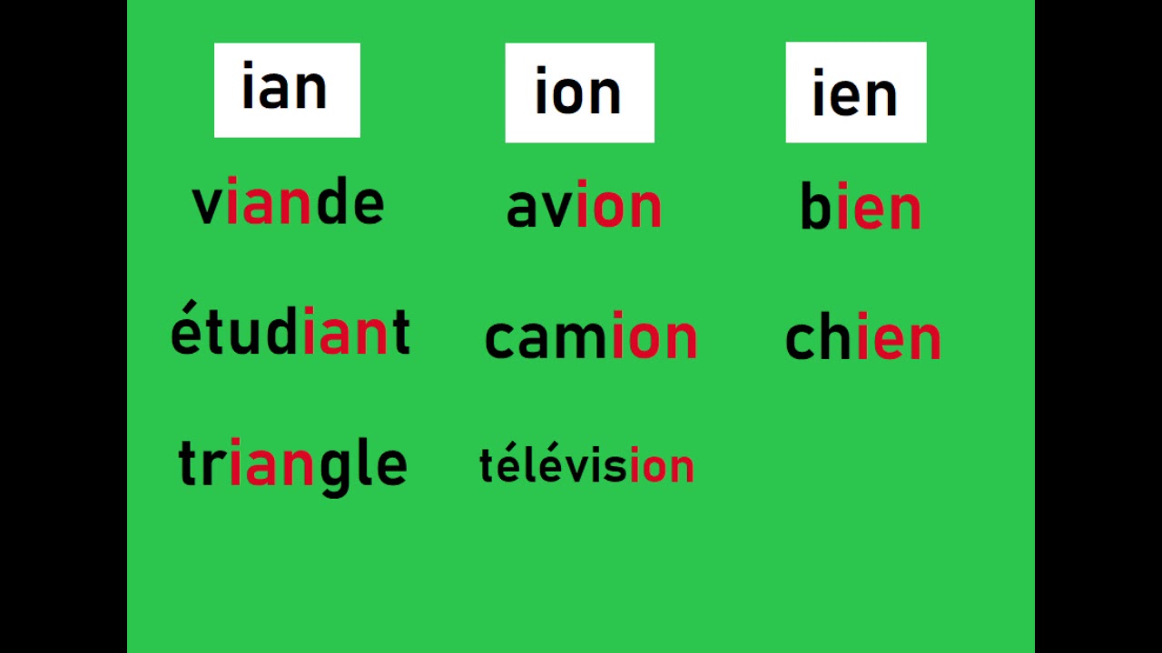 Les sons ian ion ien