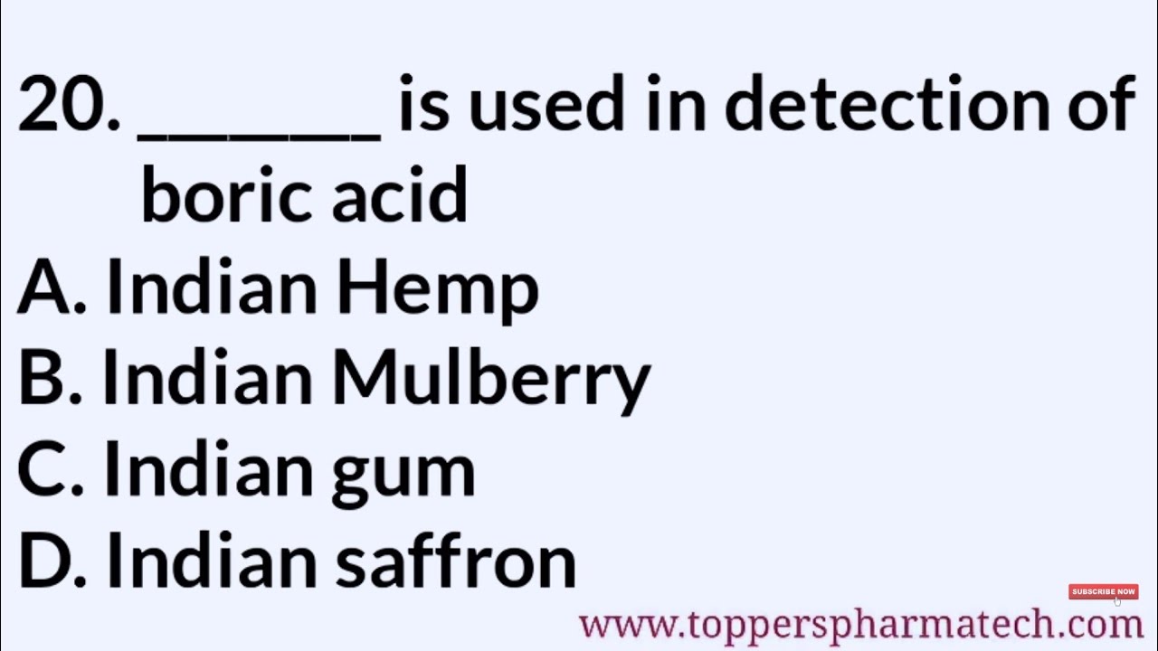 Pharmacognosy MCQ - 9 || #PharmacistExamQuestionPaper | DCO Exam | GPAT Exam | NIPER Exam