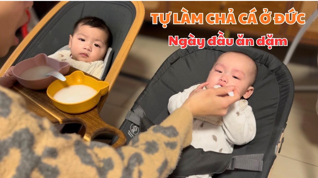36🇩🇪 Một ngày của mẹ 4 con ở Đức  | Lần đầu 2 em bé ăn dặm & tự làm chả cá