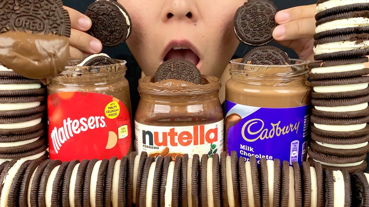 ASMR OREO DIPPING PARTY NUTELLA, MALTESERS, CADBURY | LaniEats ASMR