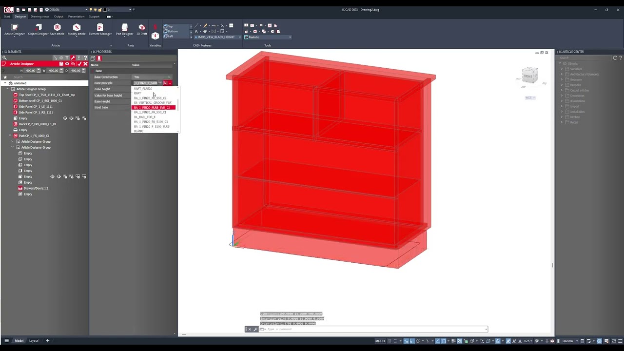 How To Make a Parametric Chest of drawers in imos iX23