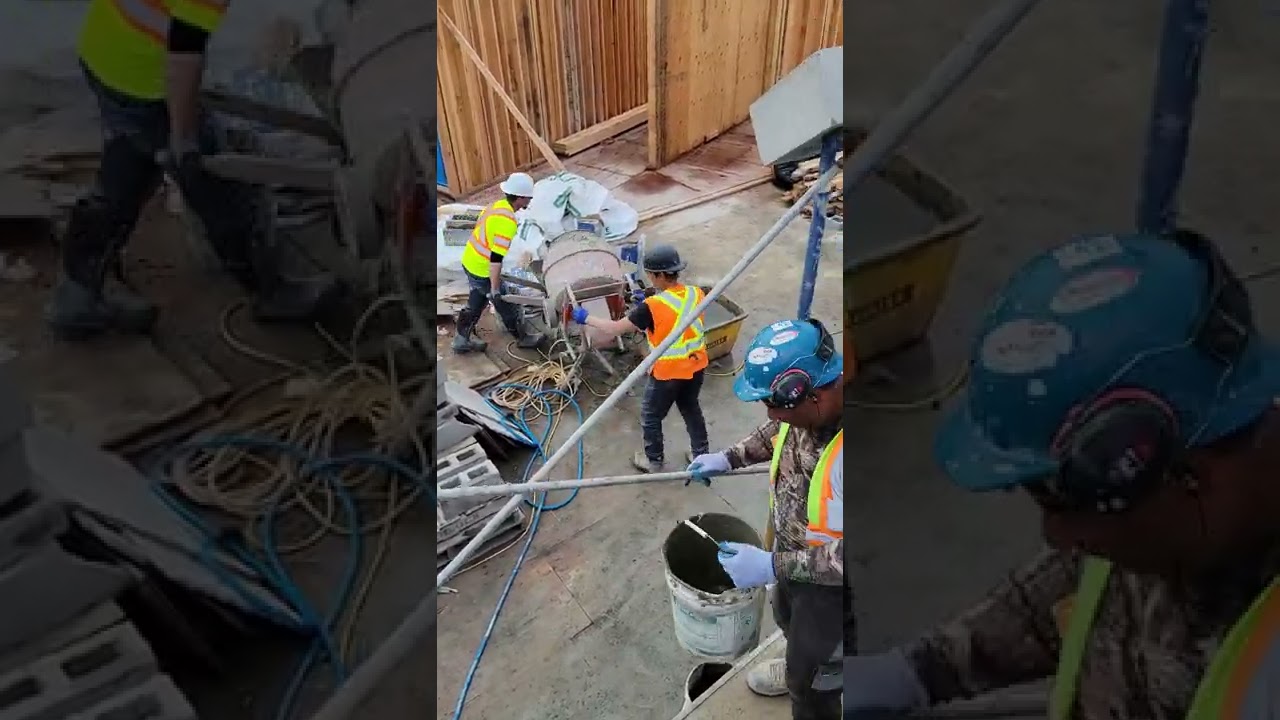 Hand Pour Concrete Masonry Block Wall Rebar reinforced Commercial Mason