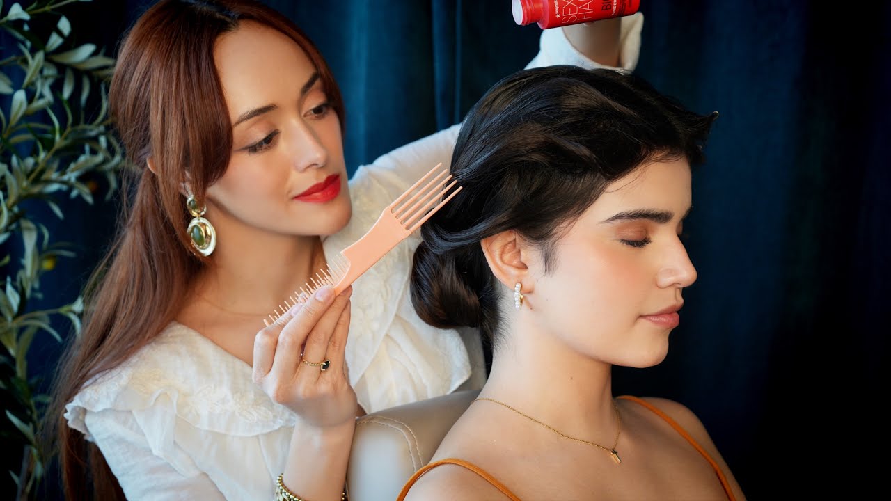 ASMR Perfectionist Vintage-Inspired Low Bun | Elegant Hairstyling, Hair Brushing, Wax and Tingles