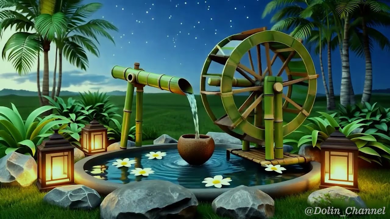 Goodbye Insomnia 🌙 Calming Bamboo Water Sounds Under the Stars