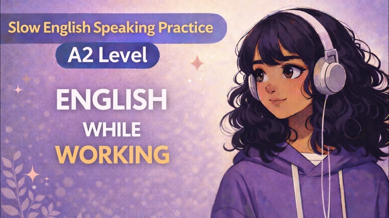 “English While Working” | Slow English Speaking Practice – A2 Level 