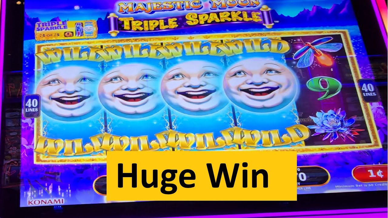 Huge Win on the Majestic Moon Triple Sparkle Slot!! Konami Game