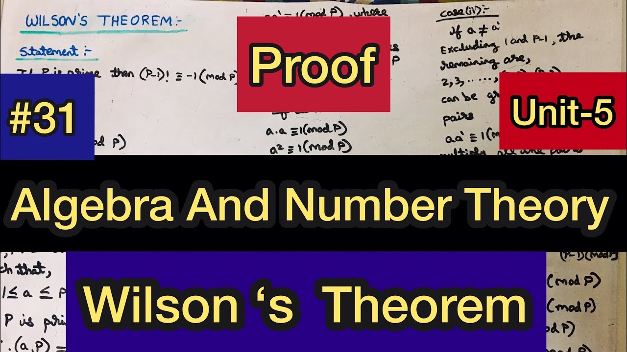 Algebra And Number Theory | #31 | Wilson's Theorem Proof | Tamil