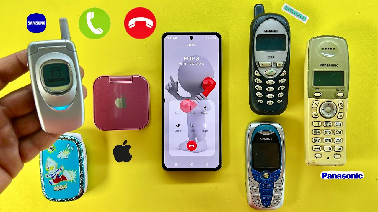 Samsung Z Flip3 calling on SIEMENS C65/A40 + Samsung A800 + Panasonic + i17pro | Incoming Call