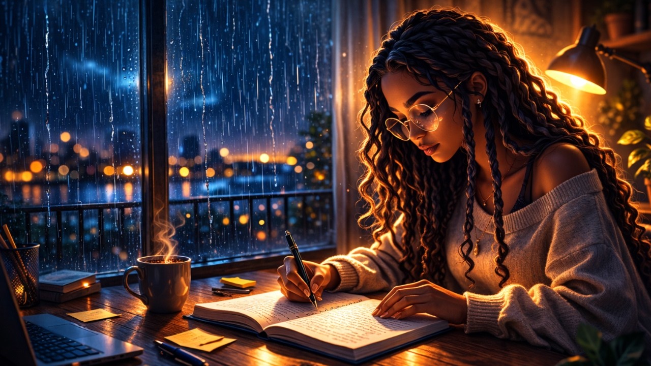 Rain Outside, Warm Light Inside | Cozy Night Study Ambience 🌙