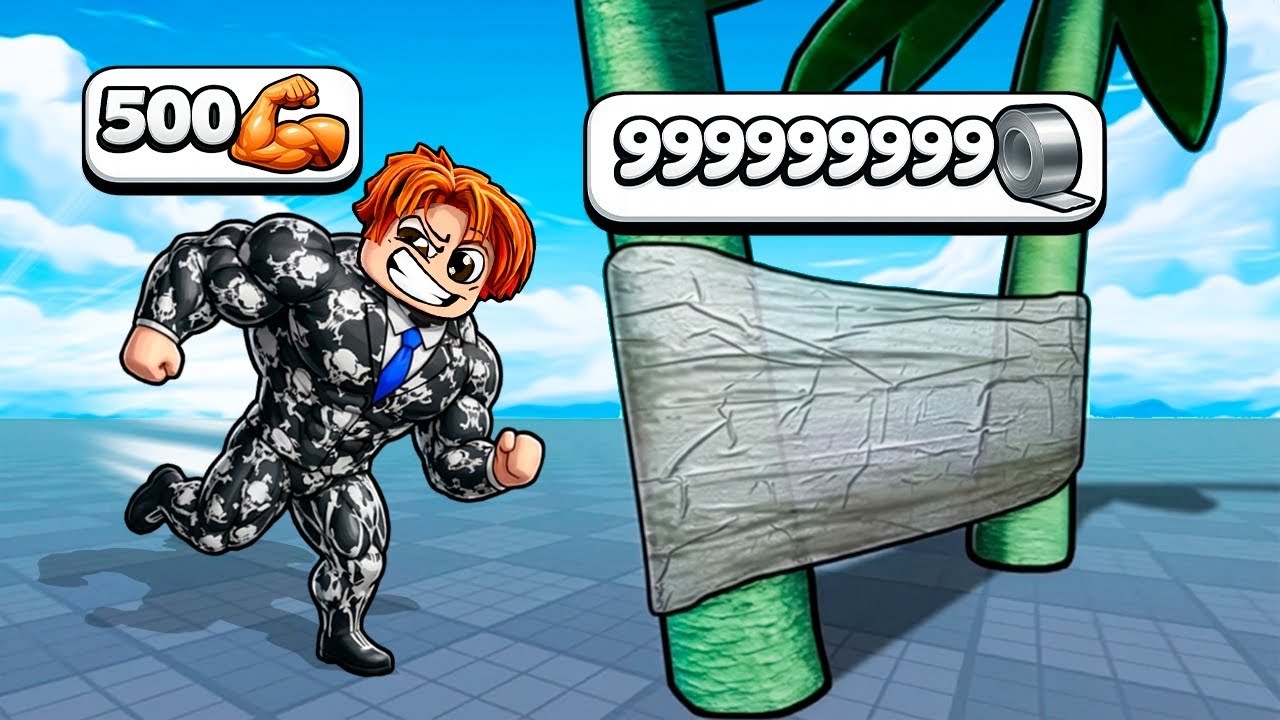 EVOLUÍ FORÇA PARA VENCER FITAS ADESIVAS ILIMITADAS NO ROBLOX (Consegui?)