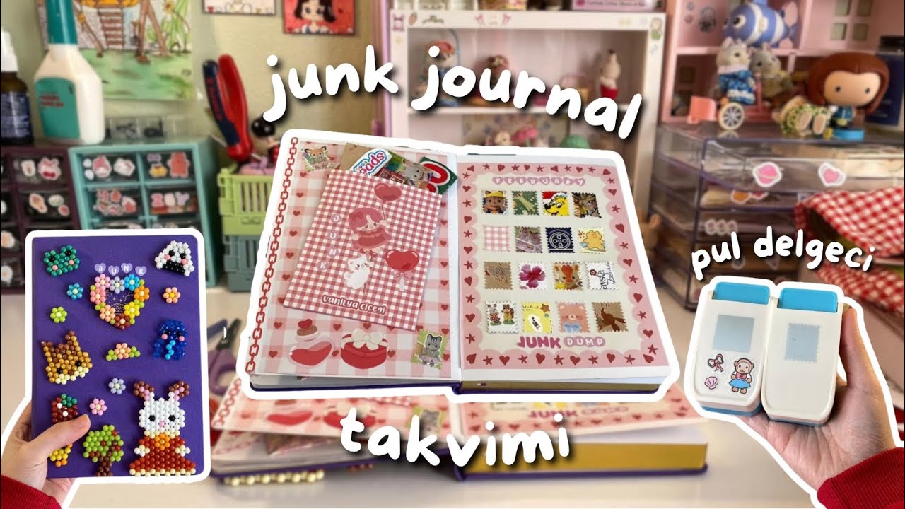 junk journal takvimi yapalım | çöpler, pul delgeci 🍓