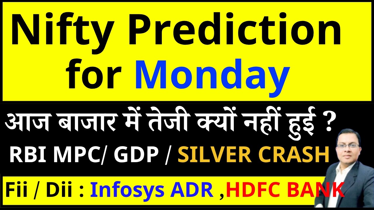 Nifty Prediction for MONDAY I RBI MPC I आज बाजार में तेजी क्यों नहीं हुई ? I INFOSYS ADR I HDFC BANK