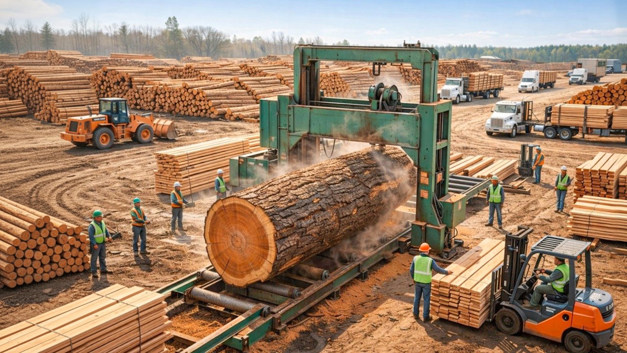 Inside the Largest Wood Sawmill Factory – How Plywood Is Made From Logs to Table | Full Process