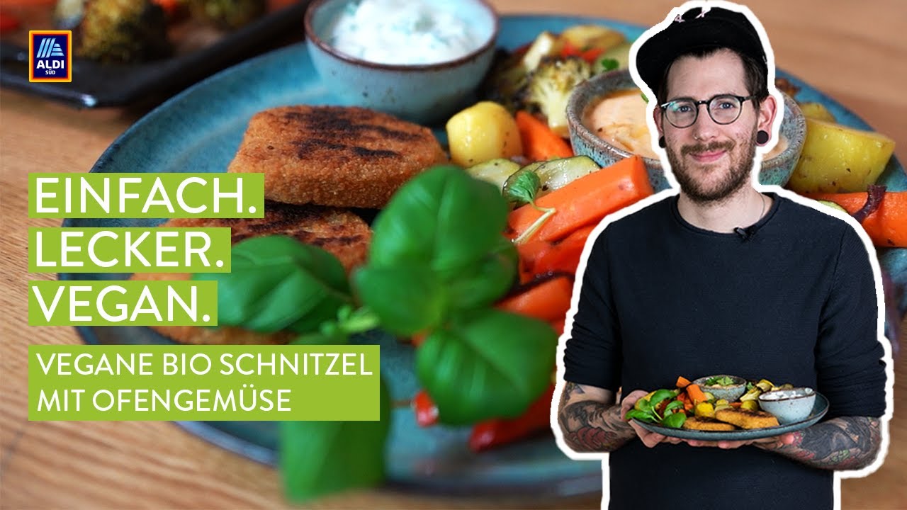 Rezept: Vegane Bio Schnitzel mit Ofengemüse