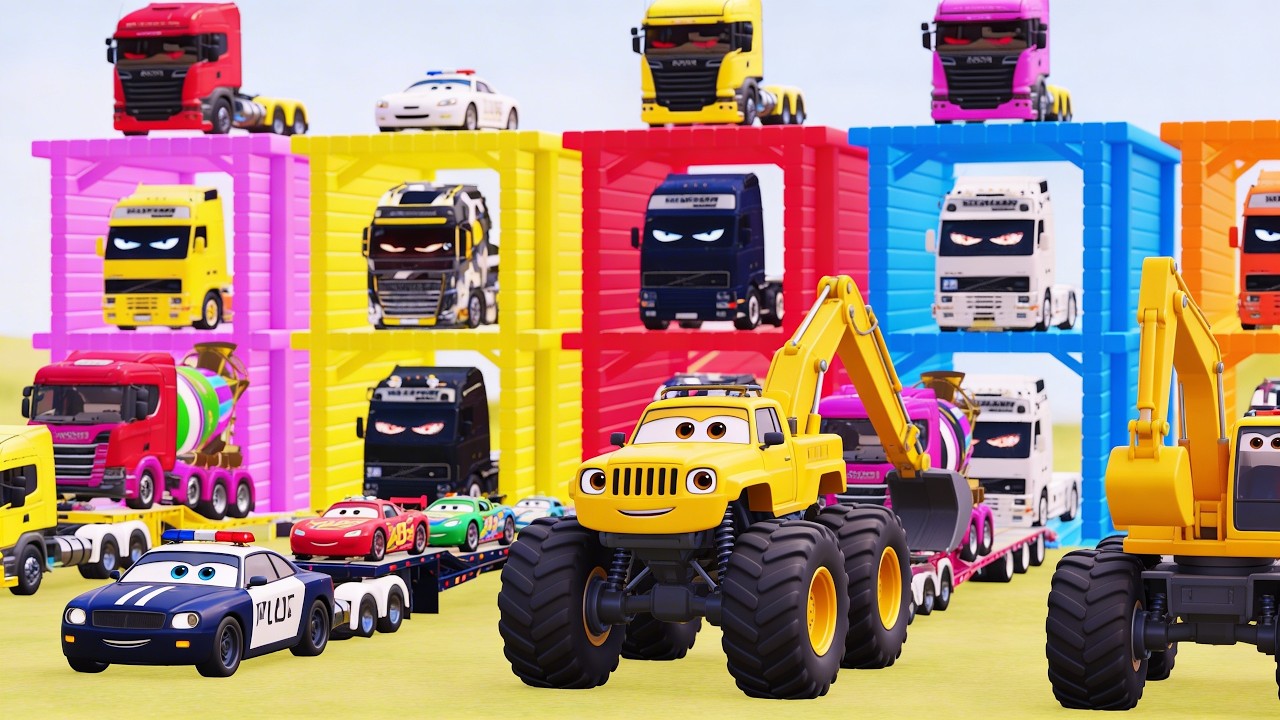 Colorful Garage FS22 - Mixer Truck With Flatbed Trailer, Volvo, Container Truck, Crane Truck