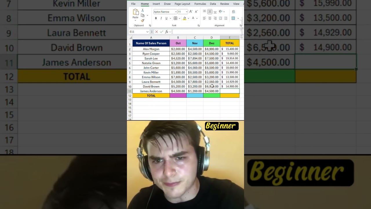 Excel AutoSum trick to calculate in seconds ⚡