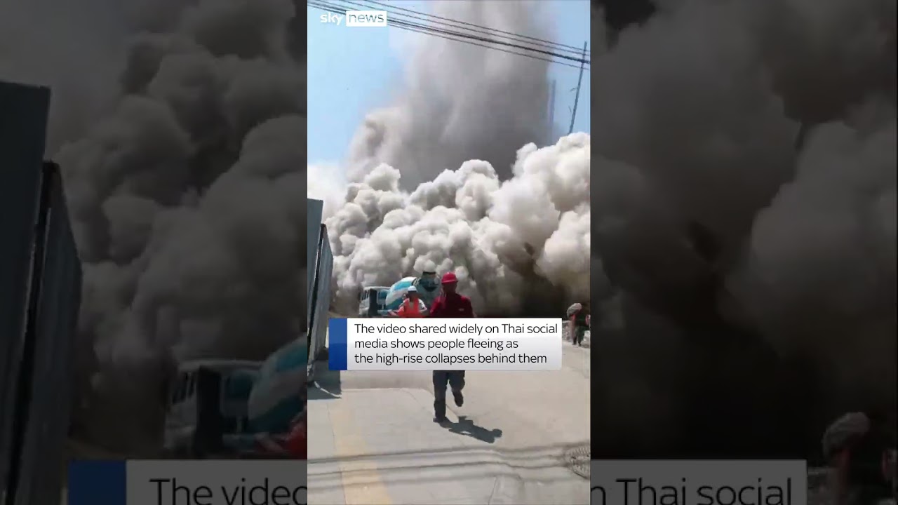 Moment building collapses in Bangkok earthquake