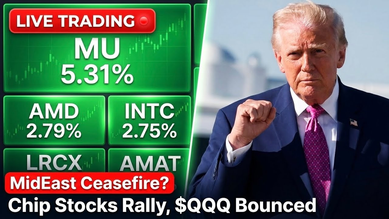 Chip Stocks Rally 📈 Ceasefire News, CPI Week | Live Trading Stock Market Today