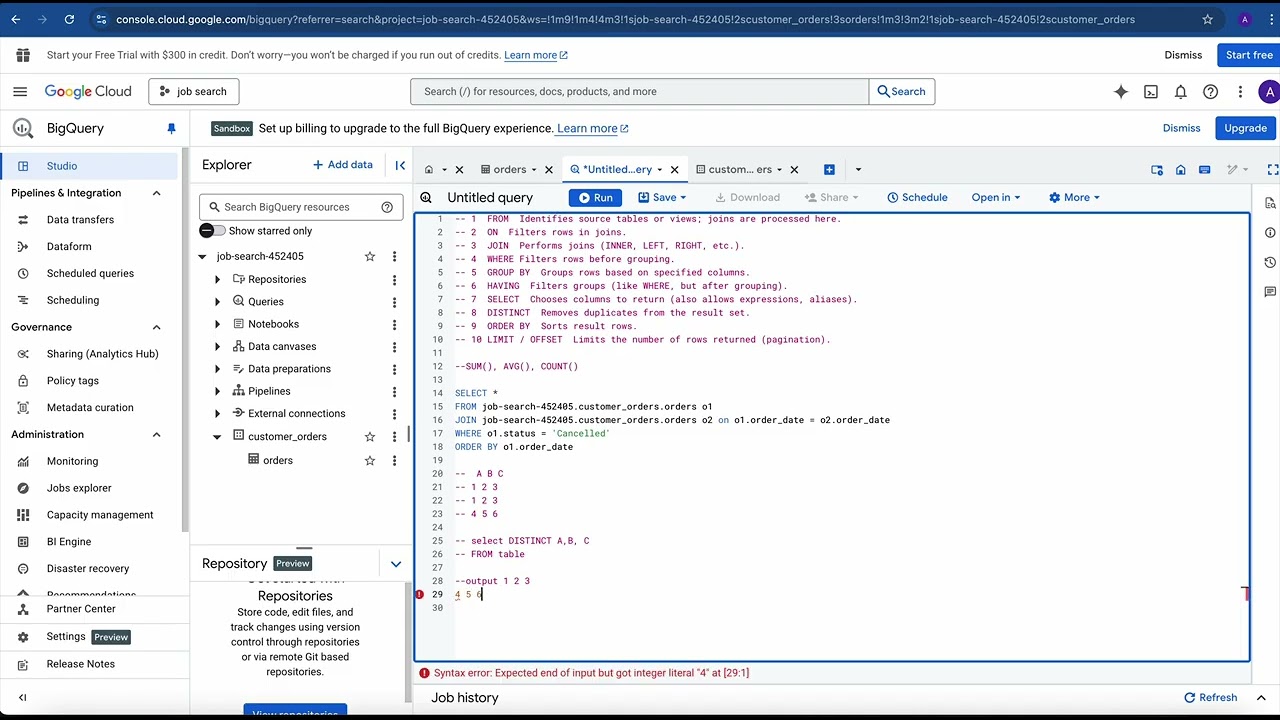 Sequence of SQL Command Executions and Basics of Aggregations