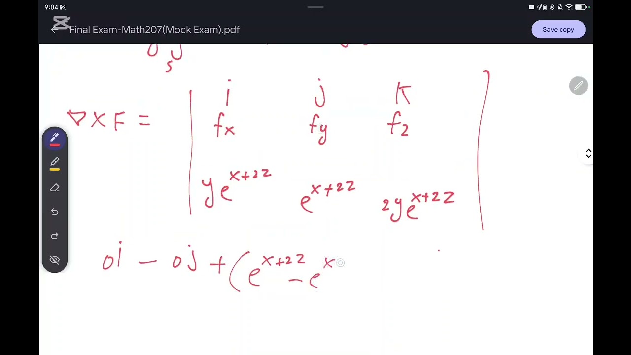 Math 207 Final Mock exam