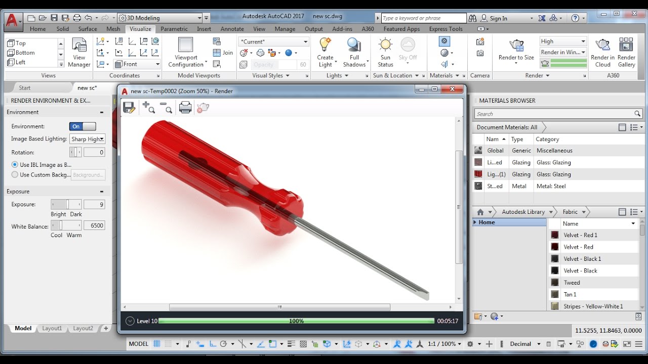 3D Modeling - Screw Driver Tutorial - AutoCAD 2017