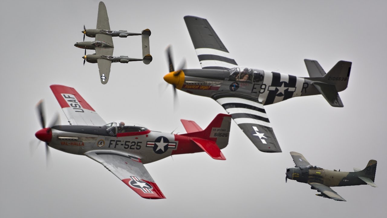 Warbird Flyby Compilation (P-51D Mustang, B-25 Mitchell, A-1 Skyraider, P-38 Lightning, and more!)