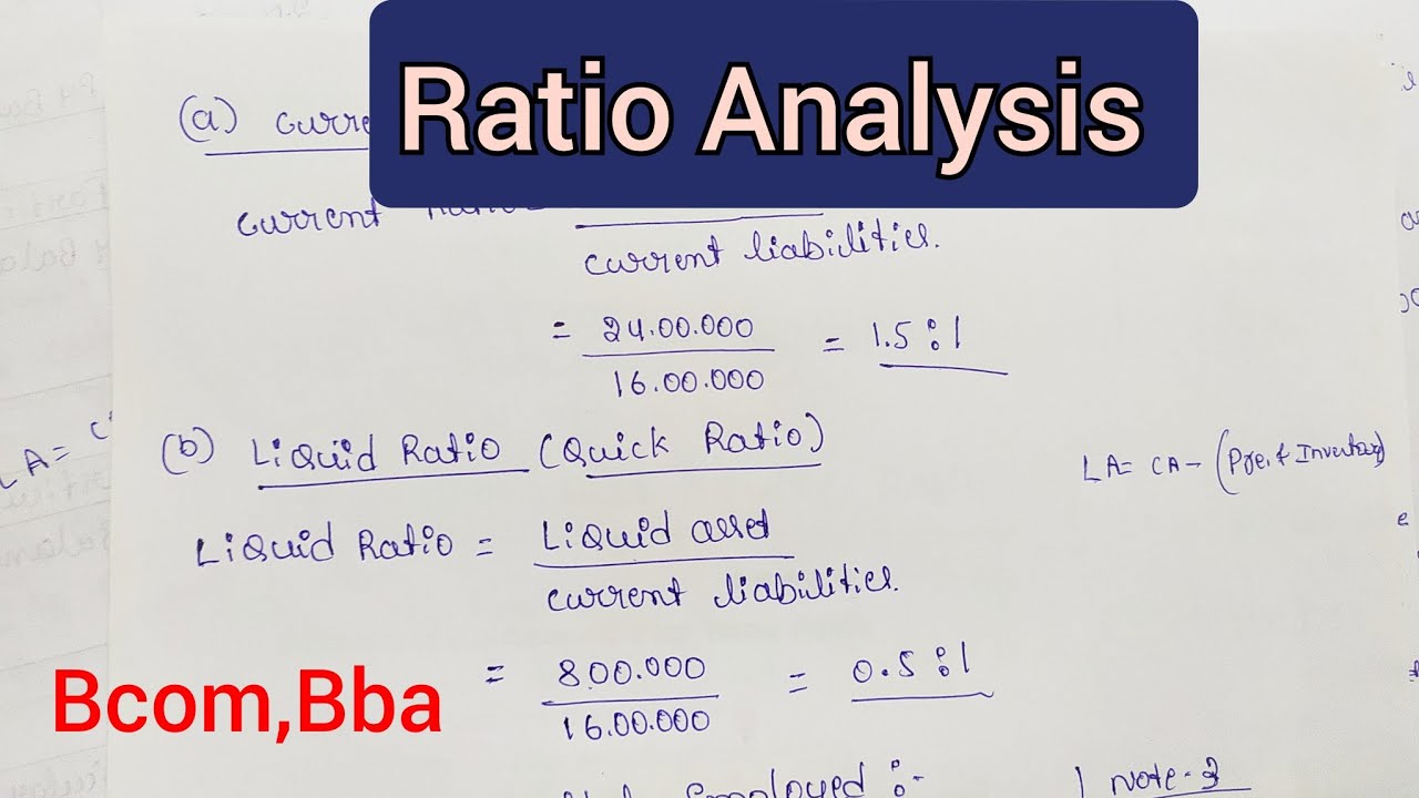 Ratio analysis Bcom bba and  puc