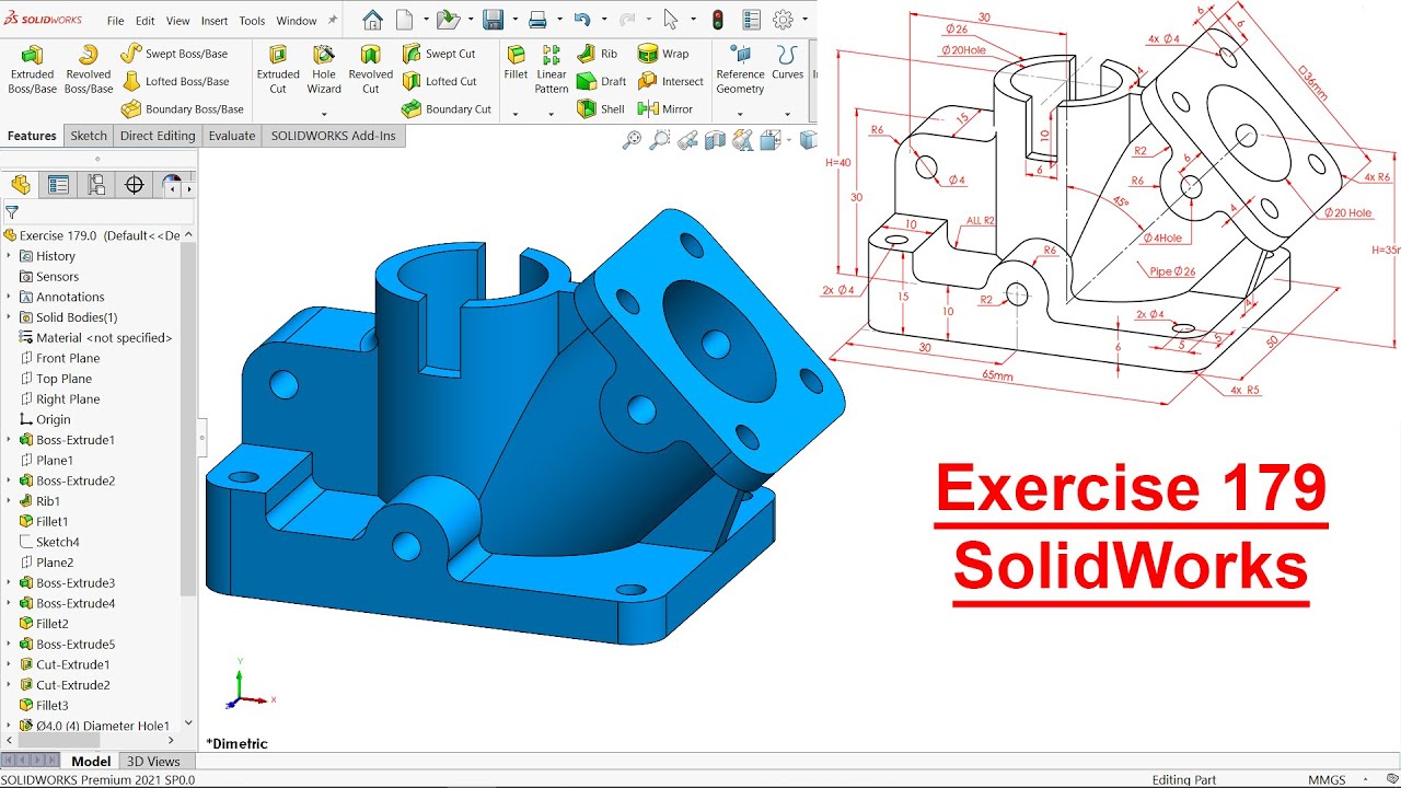 Учебное пособие SolidWorks Упражнение 179