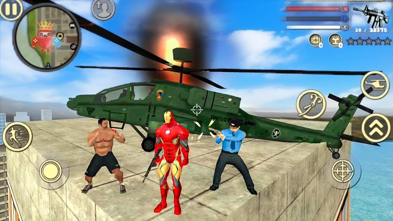Iron Rope Hero Vice Town: Helicopter And Police Fighting - Android Gameplay