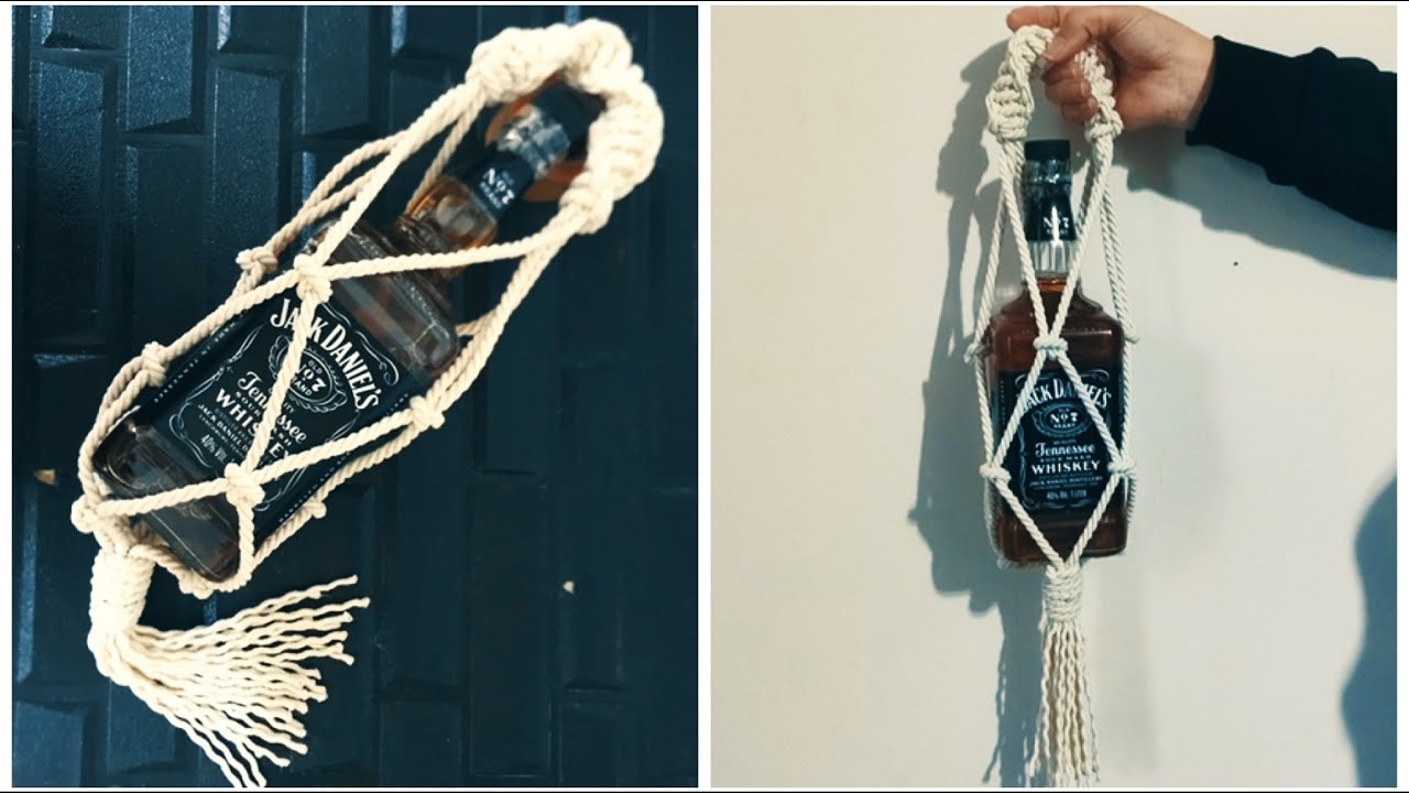 Tutorial for making a quick and easy macrame string bag or bottle holder#diy #macrametutorial 