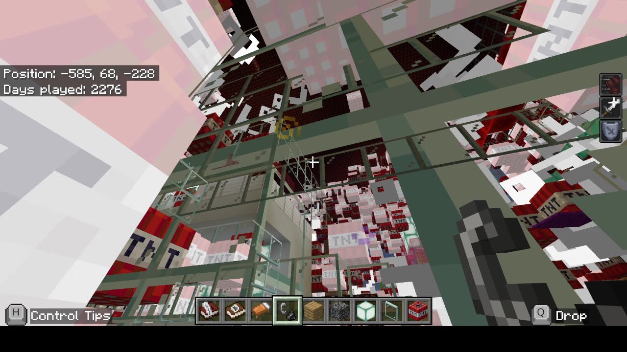 27791 TNT blocks explode on Villageville at the House of Survival in Minecraft