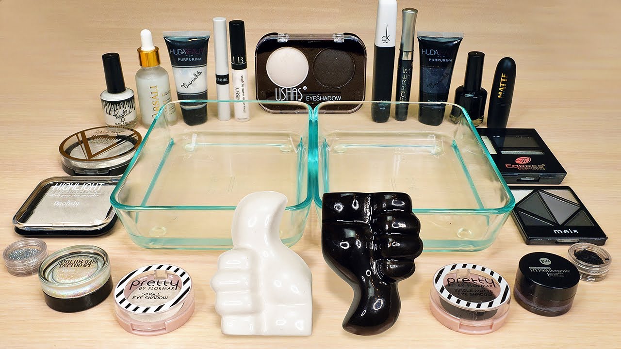 White vs Black - Mixing Makeup into Slime! Satisfying Video