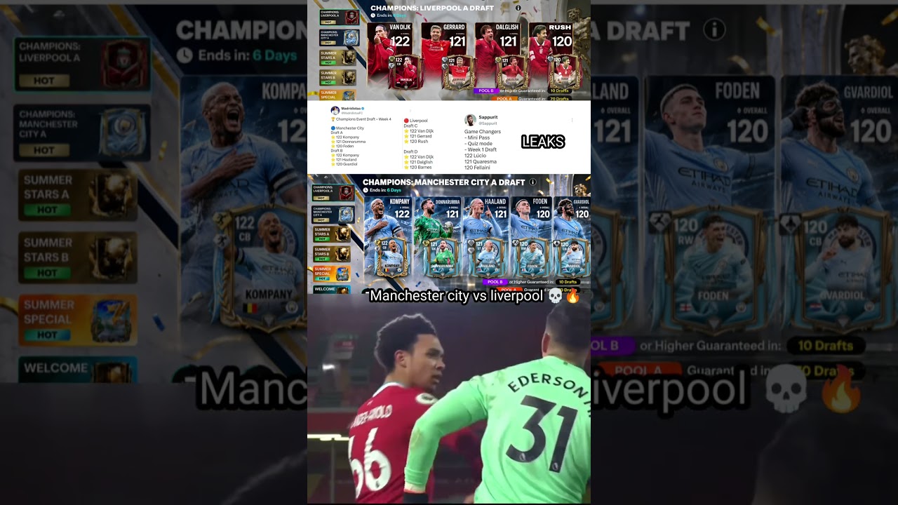 🤯 CHAMPIONS WEEK 4 LEAKS! 🔥 Liverpool & Manchester City Drafts + Game Changers | FC Mobile 26