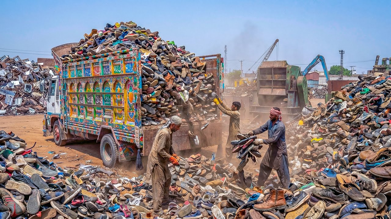 How Factories Recycle Scrap Old Shoes Into New High-Quality Plastic Material