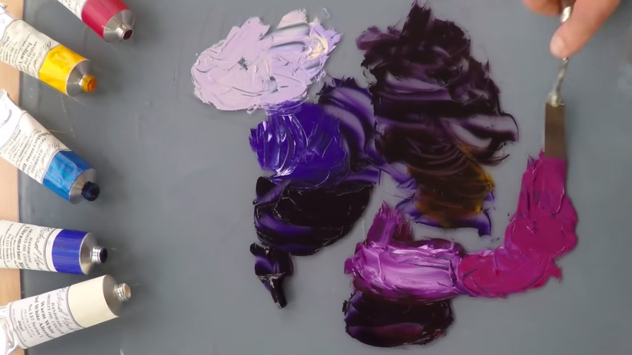Mixing Deep Purple - Michael Harding Oil Colour with Vicki Norman