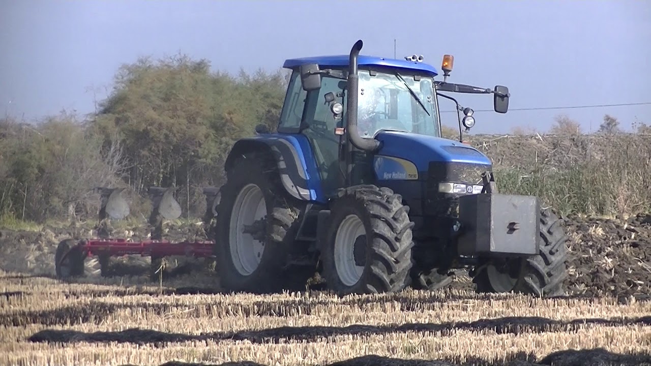 New  Holland TM190 Plowing Rice  11-11-2018 Greece