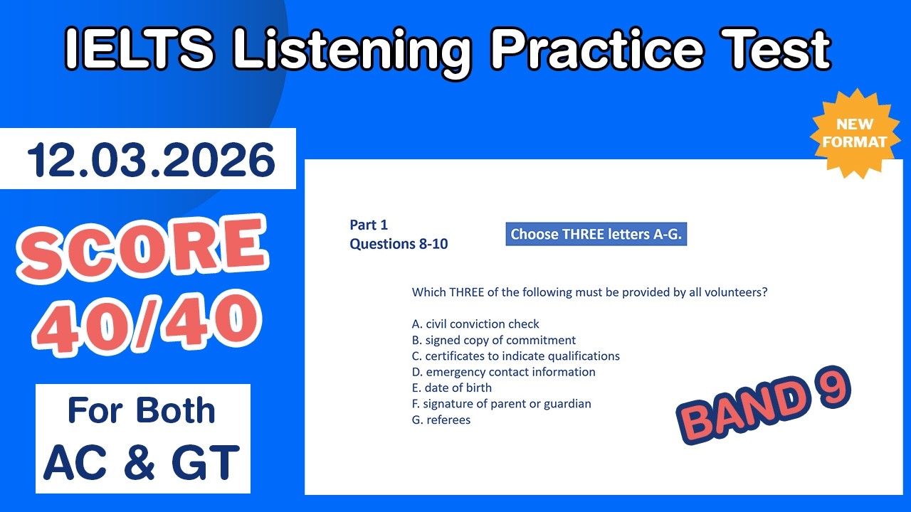 IELTS Listening Practice Test 2026 with Answers 12.03.2026 - Test #261