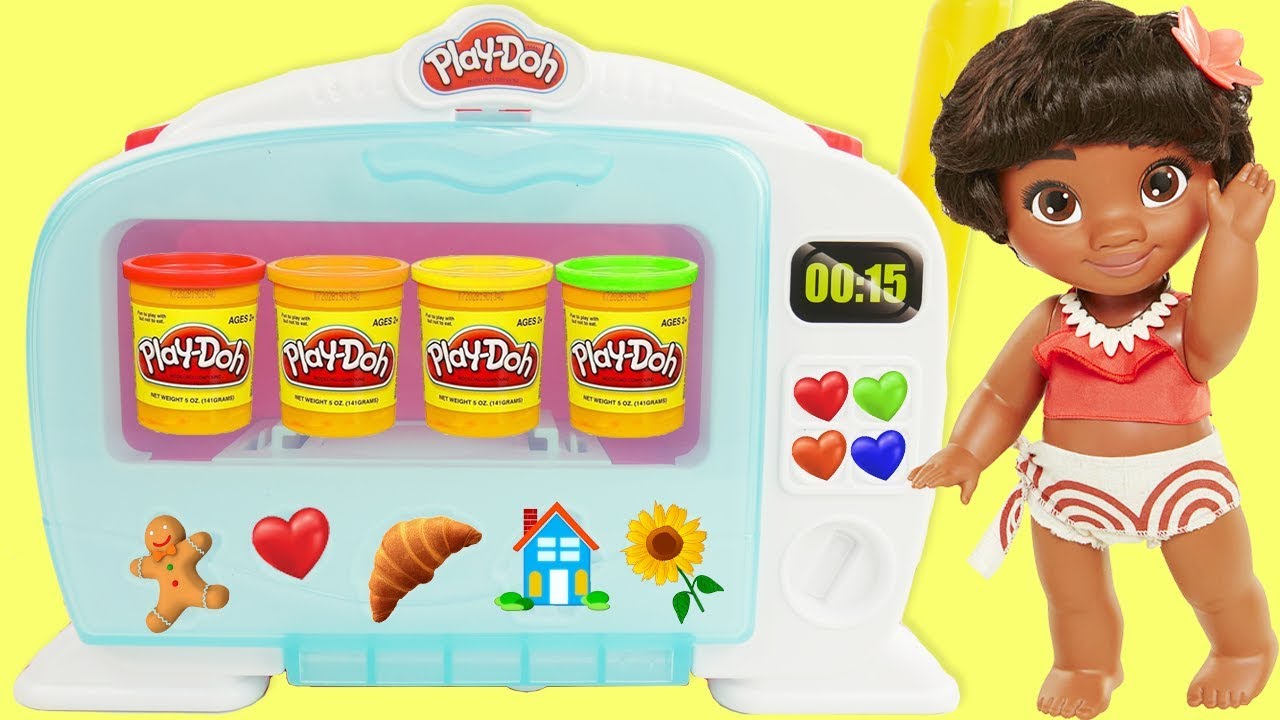 Baby Moana Play Doh Kitchen Creations Magical Oven, DIY Pizza Pies, Cookie Dessert | Sparkle Spice