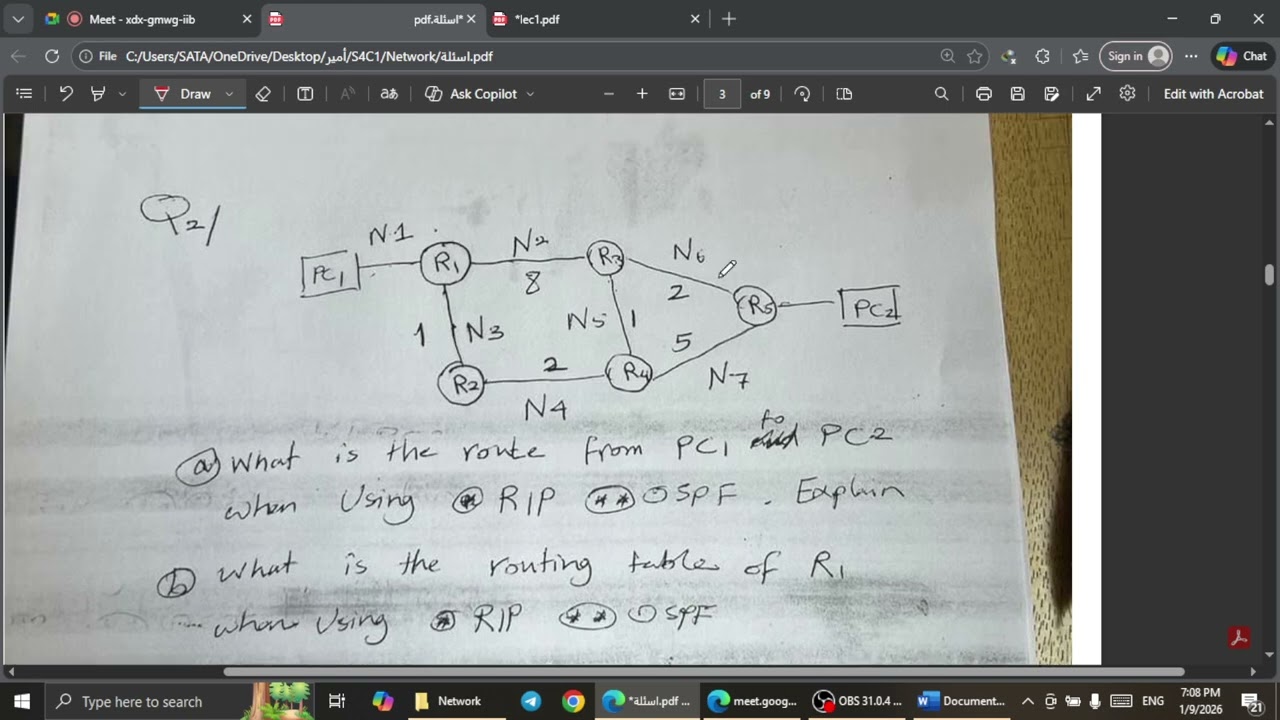 حل اسئلة شبكات