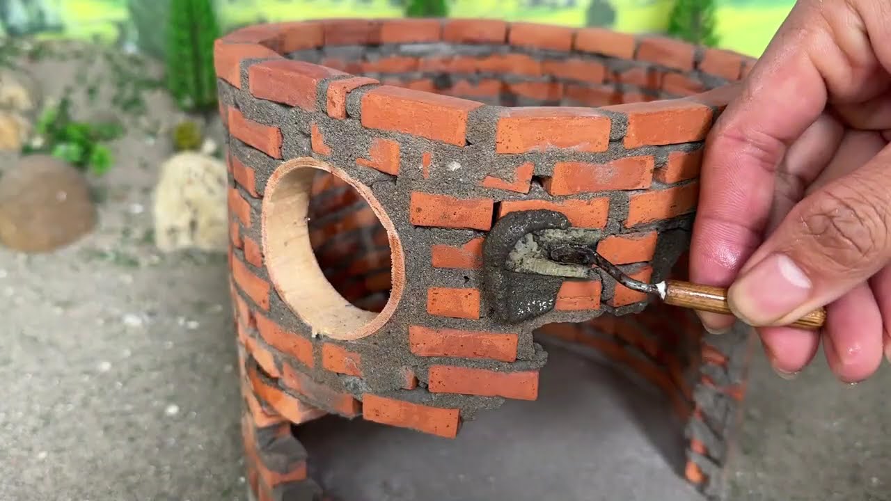Building a Tree-Stump-Style Mini Brick House | Relaxing Miniature Construction