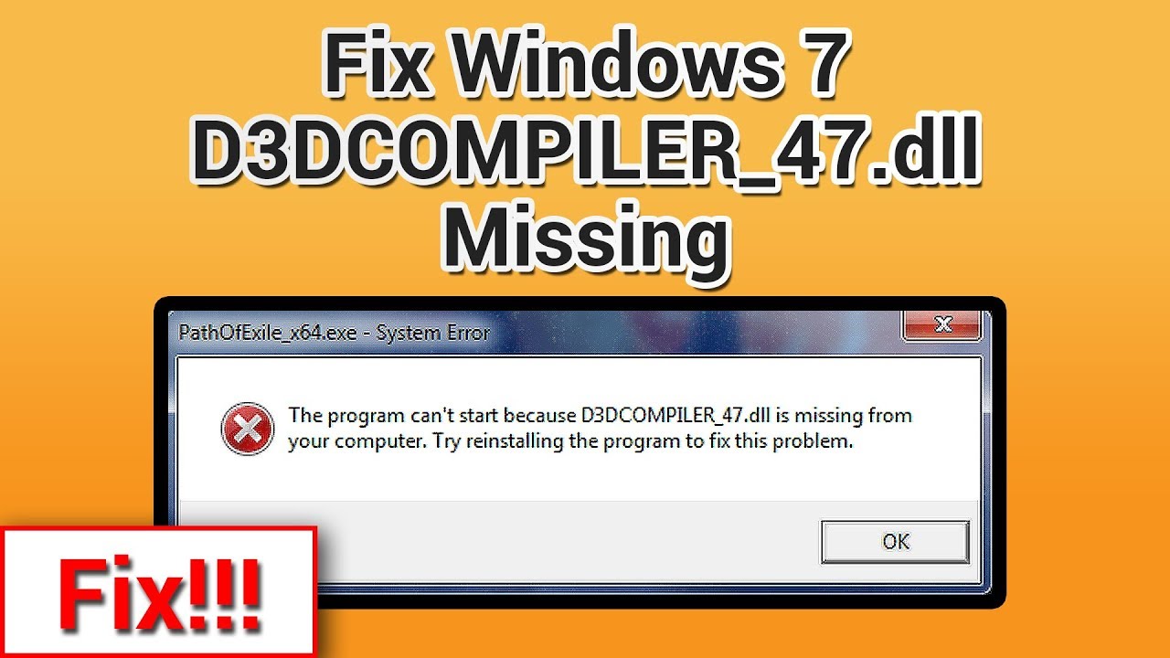 How to Fix d3dcompiler_47.dll free in Windows 7 without any software | D3DCompiler_47.dll Fix