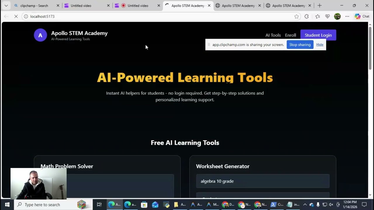 Using AI agent to build full stack application for Apollo Stem Academy